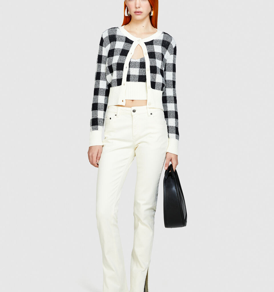 Colorful jeans with slits - women's slim fit jeans - Creamy White | Sisley image number 1